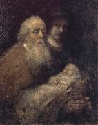 REMBRANDT Harmenszoon van Rijn Simeon with the Christ Child in the Temple painting